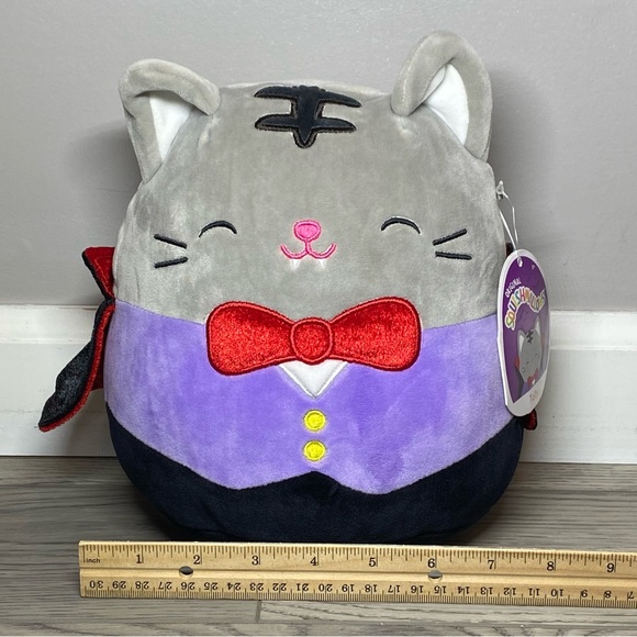 Squishmallow Tally Tabby Cat Dracula Vampire 2021 Halloween Plush 9” Kitty NWT - Picture 12 of 12